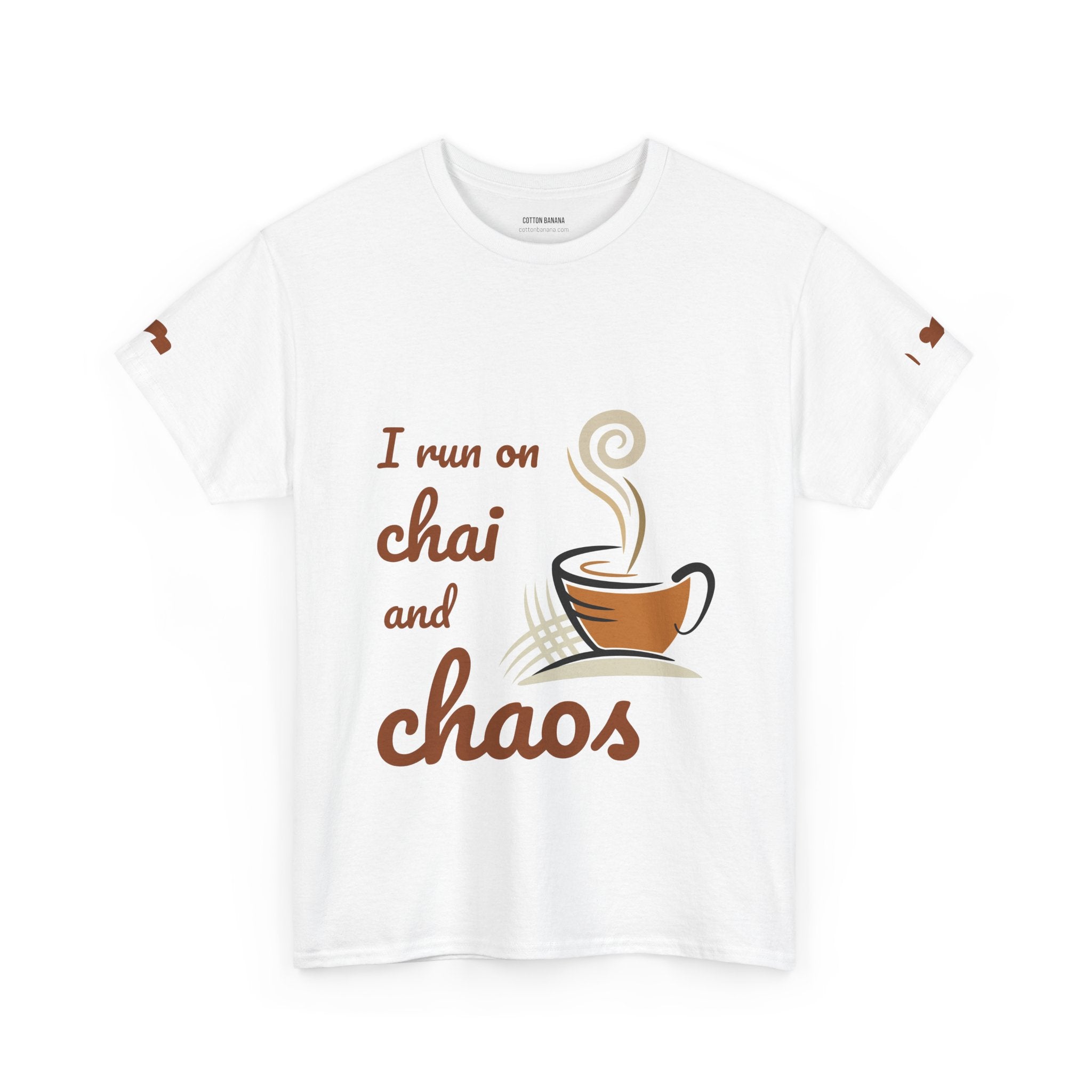 Chai and Chaos Tee — Funny Coffee Lover T‑Shirt ("I run on chai and chaos")