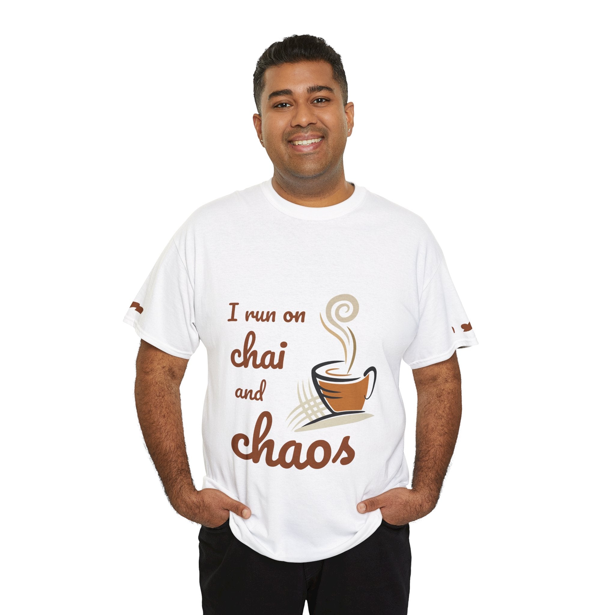 Chai and Chaos Tee — Funny Coffee Lover T‑Shirt ("I run on chai and chaos")